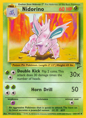 Nidorino (54/130) [Base Set 2] Pokémon