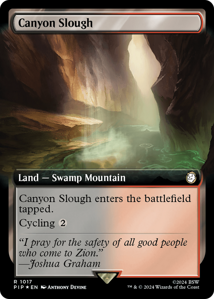 Canyon Slough (Extended Art) (Surge Foil) [Fallout] Magic: The Gathering