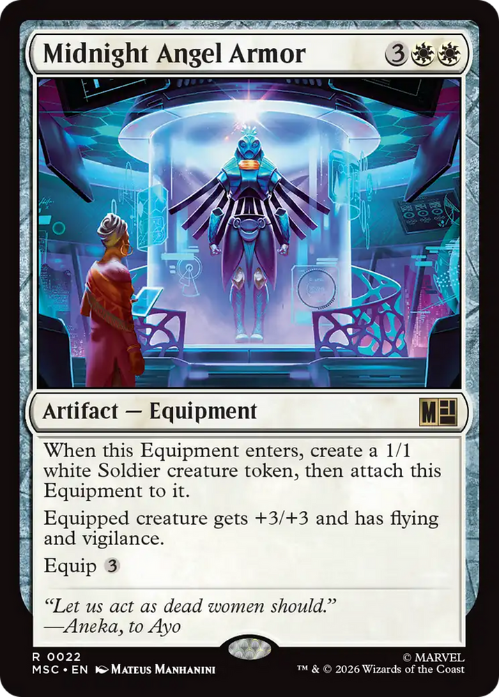 Midnight Angel Armor (Surge Foil) [Marvel Super Heroes Commander] Magic: The Gathering