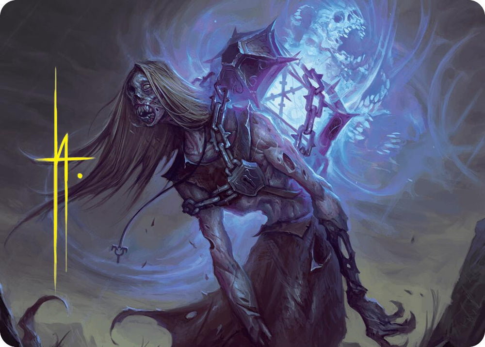 Soul-Shackled Zombie Art Card (9/54) (Gold-Stamped Signature) [Foundations Art Series] Magic: The Gathering