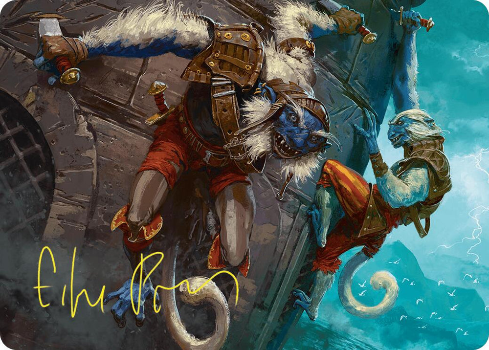 Goblin Boarders Art Card (11/54) (Gold-Stamped Signature) [Foundations Art Series] Magic: The Gathering