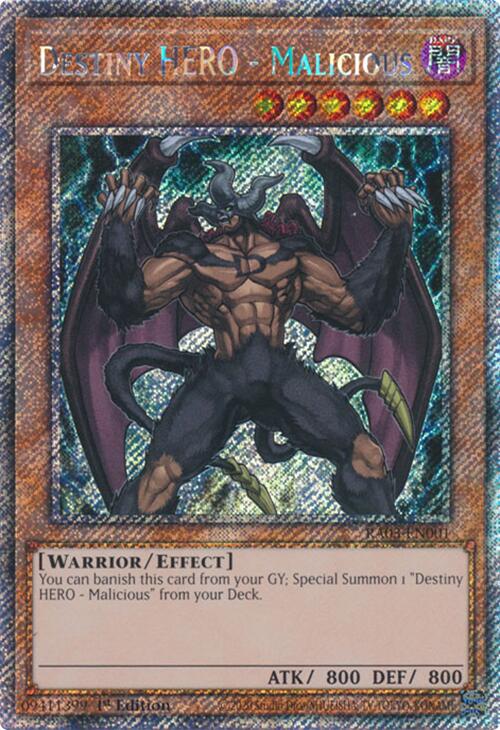Destiny HERO - Malicious (Platinum Secret Rare) [RA03-EN001] Platinum Secret Rare Yu-Gi-Oh!