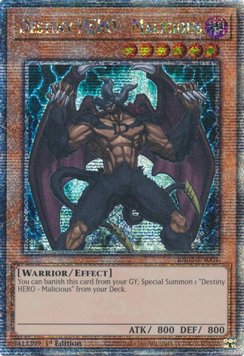 Destiny HERO - Malicious (Quarter Century Secret Rare) [RA03-EN001] Quarter Century Secret Rare Yu-Gi-Oh!
