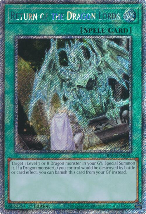 Return of the Dragon Lords (Platinum Secret Rare) [RA03-EN060] Platinum Secret Rare Yu-Gi-Oh!