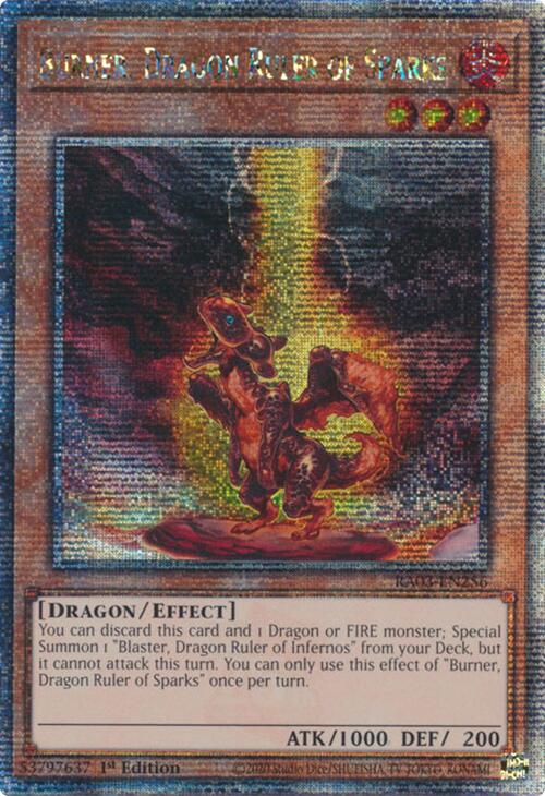 Burner, Dragon Ruler of Sparks (Quarter Century Secret Rare) [RA03-EN256] Quarter Century Secret Rare Yu-Gi-Oh!