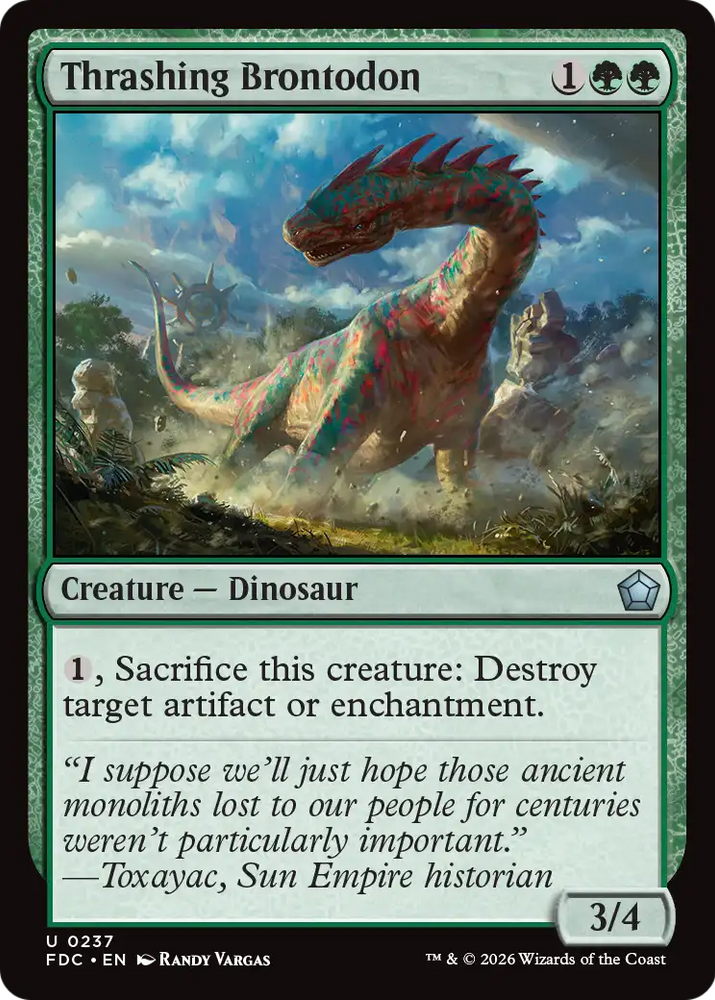 Thrashing Brontodon [Foundations Commander] Magic: The Gathering