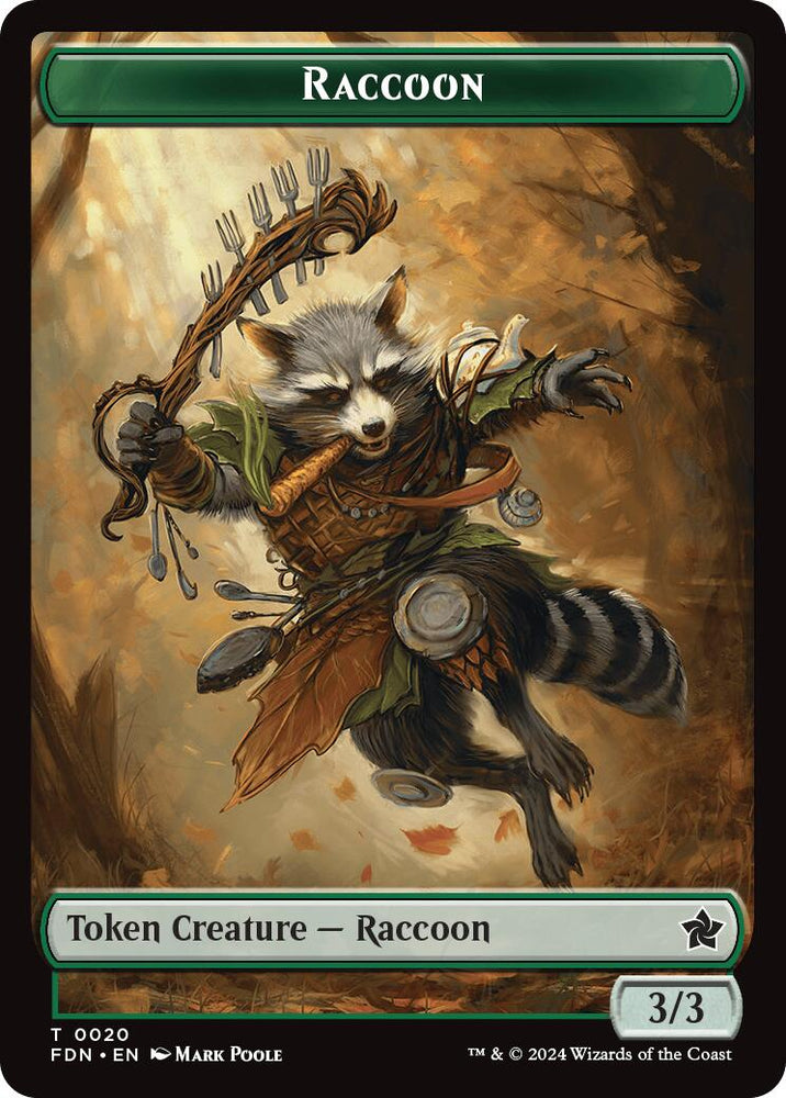 Elf Warrior // Raccoon Doubled-Sided Token [Foundations Tokens] Magic: The Gathering
