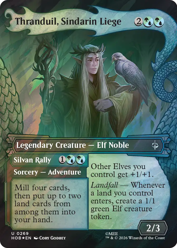 Thranduil, Sindarin Liege (Showcase) (Surge Foil) [The Hobbit] Magic: The Gathering