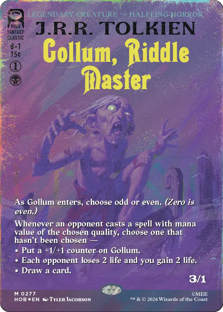 Gollum, Riddle Master (Borderless) (Surge Foil) [The Hobbit] Magic: The Gathering