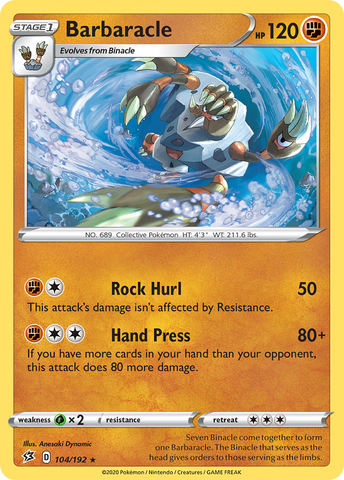 Barbaracle (104/192) [Sword & Shield: Rebel Clash] Pokémon
