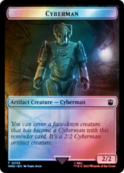 Copy // Cyberman Double-Sided Token (Surge Foil) [Doctor Who Tokens] Magic: The Gathering