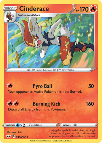 Cinderace (035/202) [Sword & Shield: Base Set] Pokémon