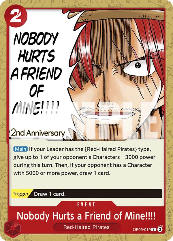 Nobody Hurts a Friend of Mine!!!! [Emperors in the New World: 2nd Anniversary Tournament Cards] Bandai