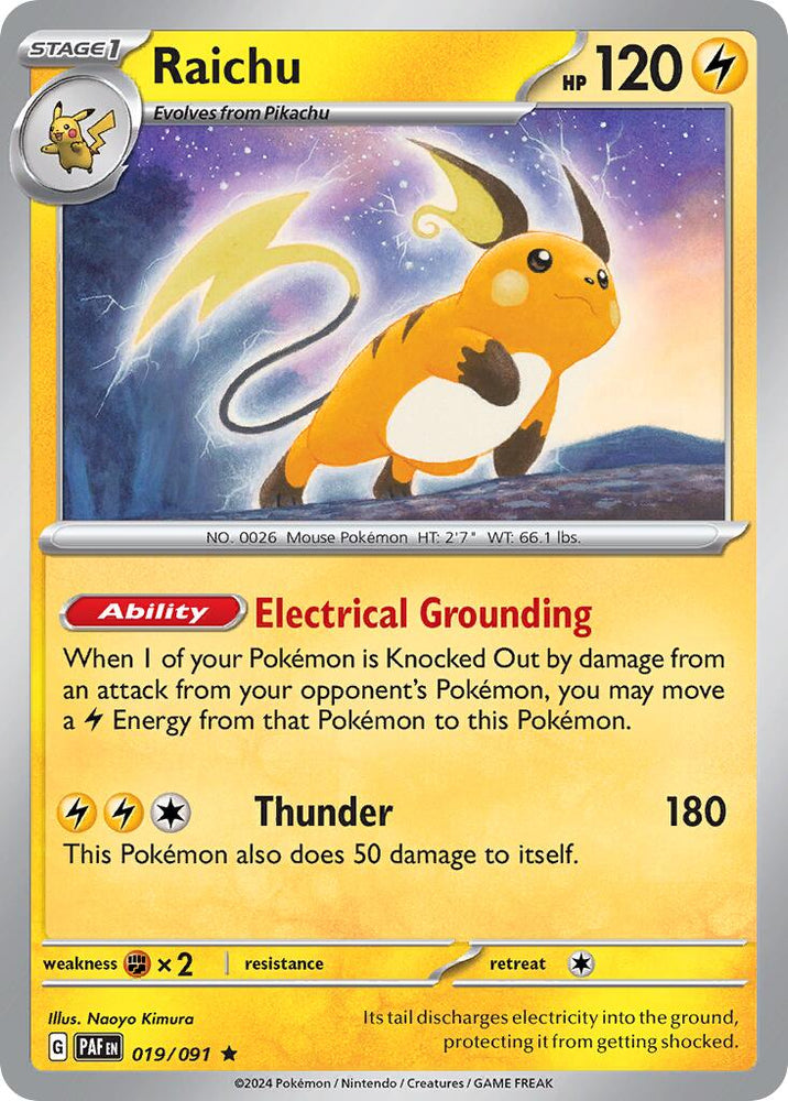 Raichu (019/091) (Theme Deck Exclusive) [Scarlet & Violet: Paldean Fates] Pokémon