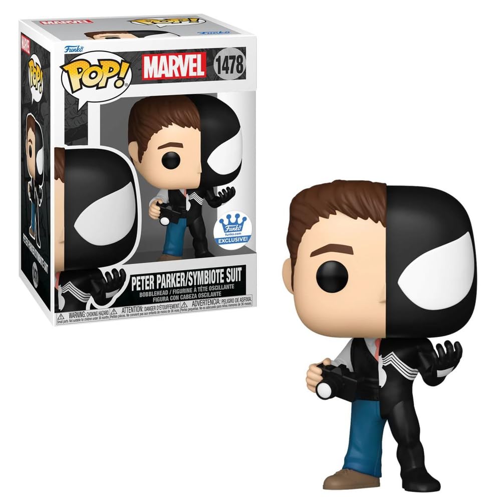 Funko Pop! Marvel #1478 Peter Parker/Symbiote Suit Vinyl Bobblehead, 3.8 inches, Shop Exclusive FUNKO
