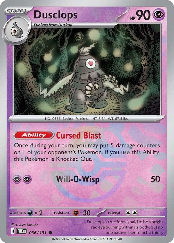 Dusclops (036/131) (Master Ball Pattern) [Scarlet & Violet: Prismatic Evolutions] Pokémon