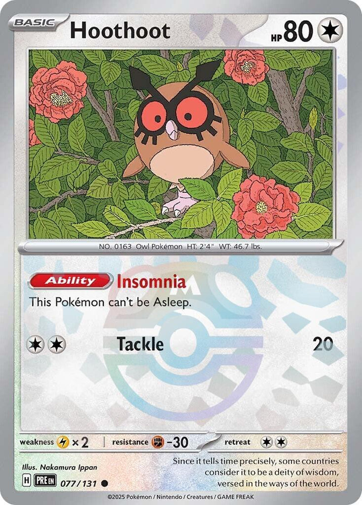 Hoothoot (077/131) (Master Ball Pattern) [Scarlet & Violet: Prismatic Evolutions] Pokémon