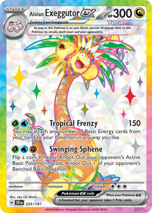 Pokemon - Alolan Exeggutor ex 225/191 - Surging Sparks – Full Art Ultra Rare – Foil Card Pokémon