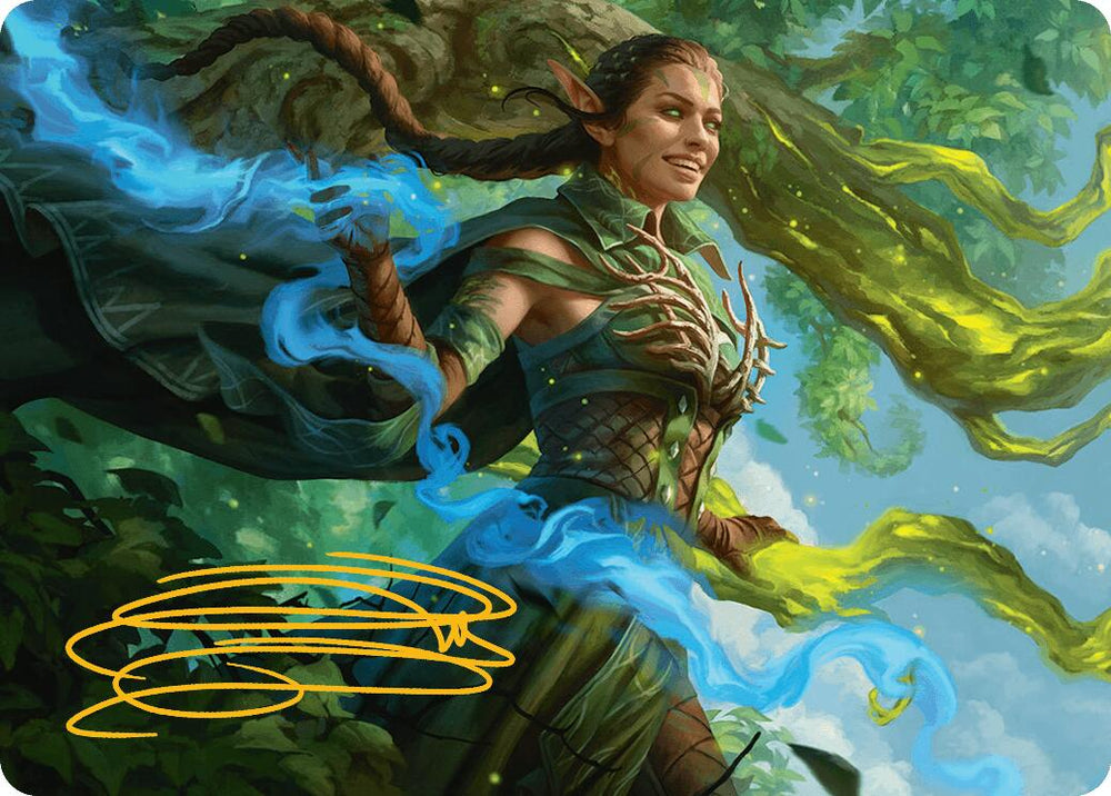 Nissa, Worldsoul Speaker Art Card (Gold-Stamped Signature) [Aetherdrift Art Series] Magic: The Gathering