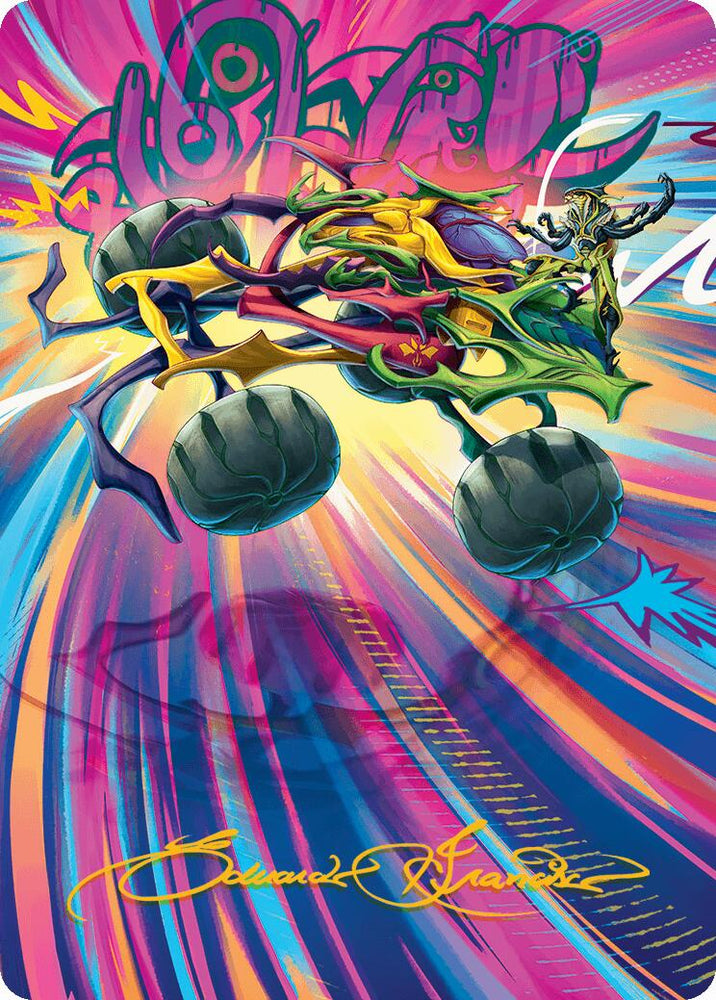 Thunderous Velocipede Art Card (Gold-Stamped Signature) [Aetherdrift Art Series] Magic: The Gathering