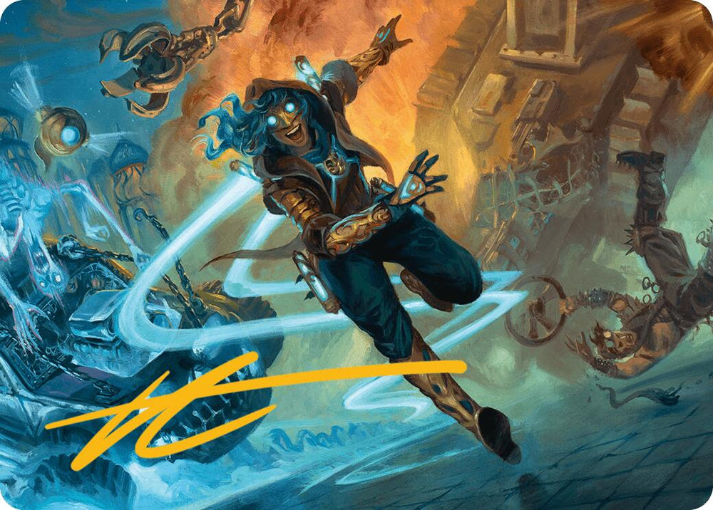 Sita Varma, Masked Racer Art Card (Gold-Stamped Signature) [Aetherdrift Art Series] Magic: The Gathering