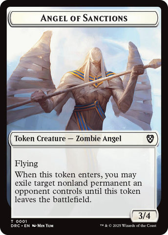 Angel of Sanctions // Zombie (0003) Double-Sided Token [Aetherdrift Tokens] Magic: The Gathering