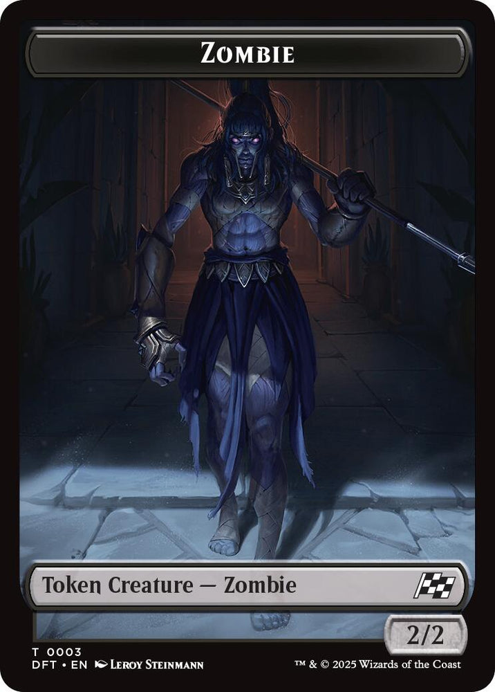 Zombie Warrior // Zombie (0003) Double-Sided Token [Aetherdrift Tokens] Magic: The Gathering