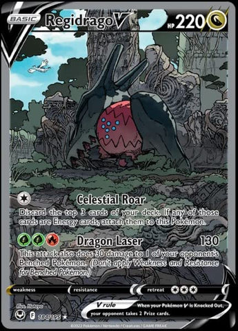 Regidrago V 184/195- Silver Tempest - Full Art - Pokemon Ultra Rare Card - Holo Foil
