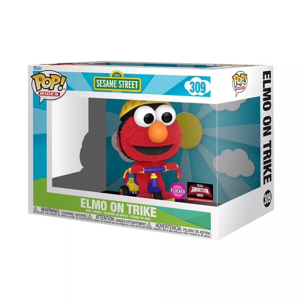 Funko POP Rides: Sesame Street Elmo on Trike Flocked 2024 Target Con Exclusvie Vinyl Figure, Red FUNKO