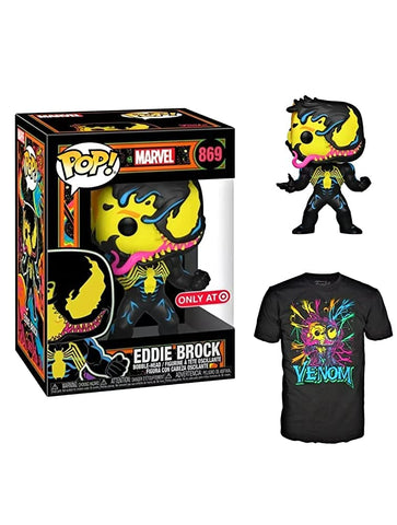 Black Light Venom (Eddie Brock) Funko Pop &Tee Size Large FUNKO