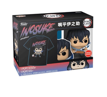 Funko Pop! Demon Slayer - Inosuke Hashibira (Unmasked) Funko POP! And Tee Box Set