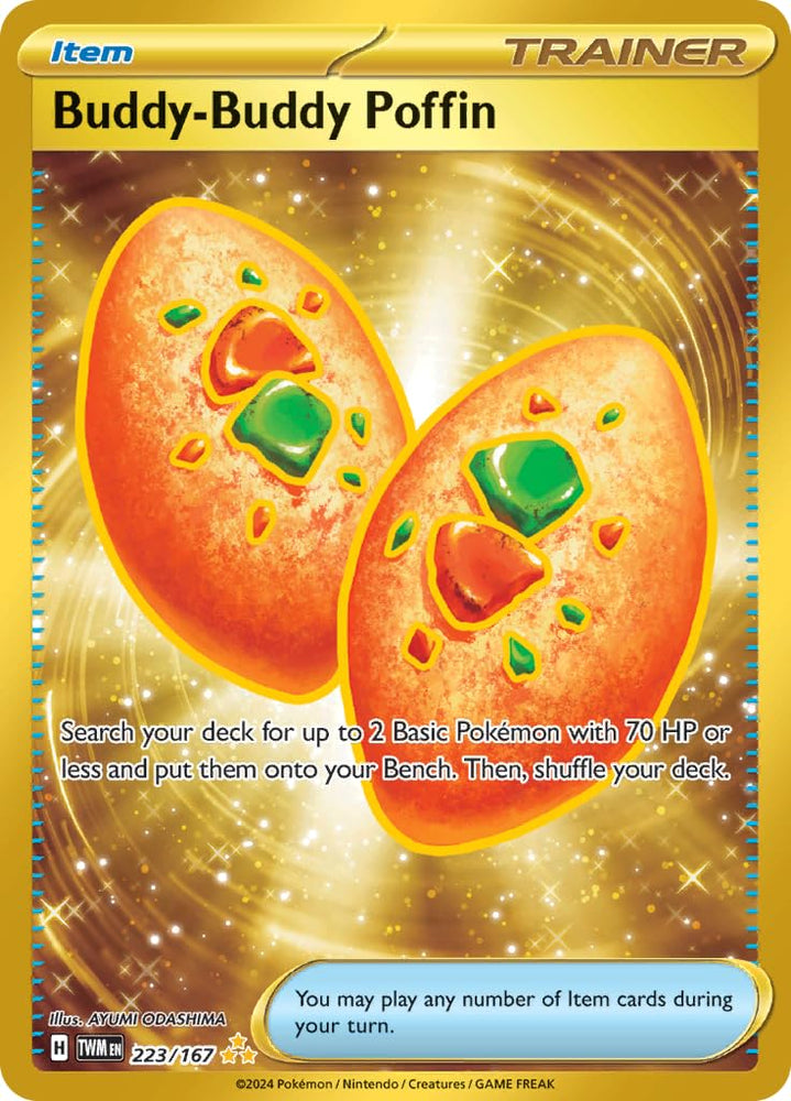 Pokemon – Buddy-Buddy Poffin 223/167 – Twilight Masquerade – Hyper Rare Gold – Foil Card Pokémon