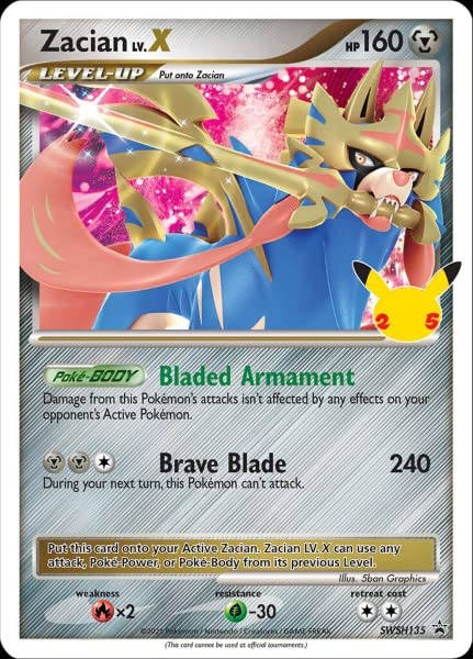Pokemon - Zacian LV.X - SWSH135 - Celebrations Black Star Promo - Holofoil Card Pokémon