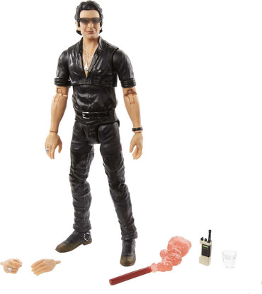 Jurassic World Amber Collection Dr. Ian Malcolm 6-in Action Figure, Swappable Hands, Movie-Inspired Radio, Flare & Water Cup Accessories, Collectible Gift for 8 Years Old & Up FIGURE