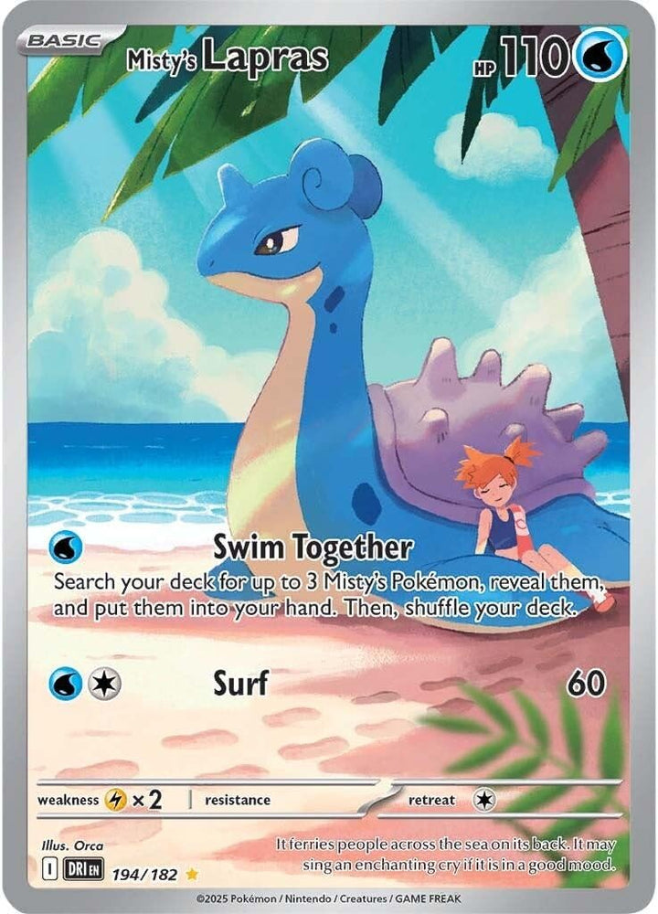 Mistys Lapras 194/182  Destined Rivals Illustration Rare  Foil Card Pokémon