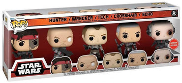 Funko Pop! Star Wars Hunter | Wrecker | Tech | Crossair | Echo (The Bad Batch) Pack-5 | 57263 FUNKO