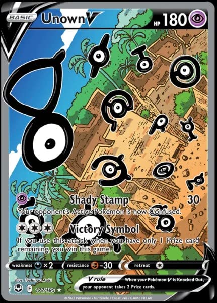 Unown V 177/195- Silver Tempest - Full Art - Pokemon Ultra Rare Card - Holo Foil Pokémon