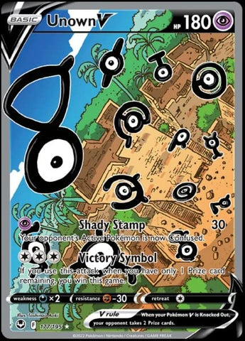 Unown V 177/195- Silver Tempest - Full Art - Pokemon Ultra Rare Card - Holo Foil