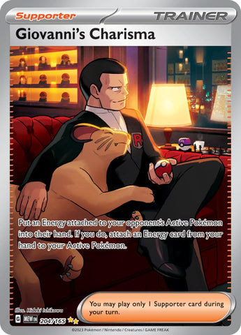 Pokemon - Giovanni's Charisma 204/165 - Pokemon 151 - Special Illustration Rare - Single Card