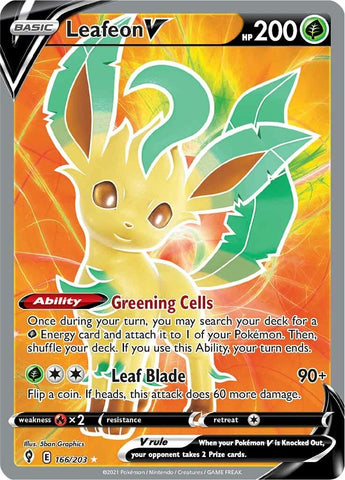 Leafeon V - 166/203 - Ultra Rare (Full Art) - Sword & Shield - Evolving Skies