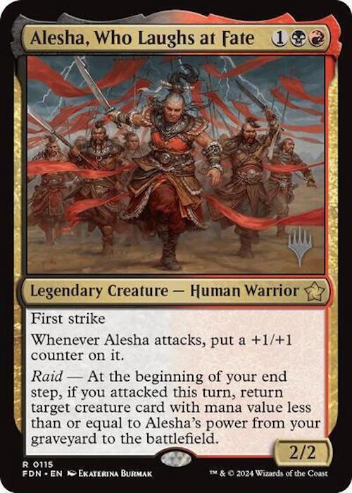 Alesha, Who Laughs at Fate (Promo Pack) [Foundations Promos] Magic: The Gathering