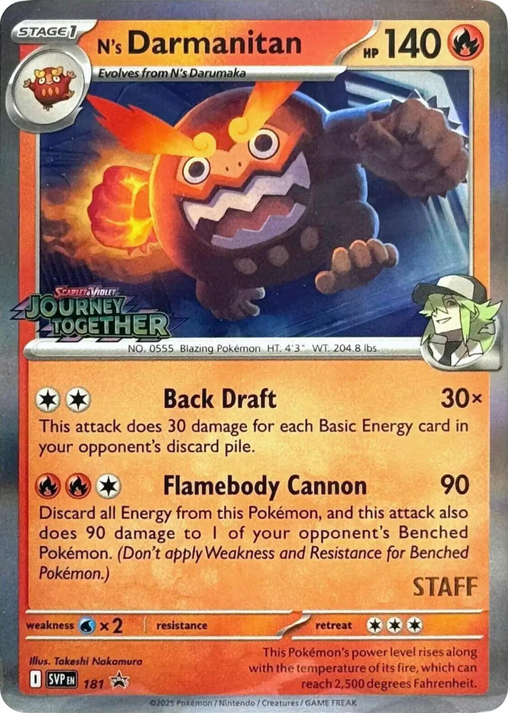 N's Darmanitan (181) (Prerelease Staff) [Scarlet & Violet: Black Star Promos] Pokémon