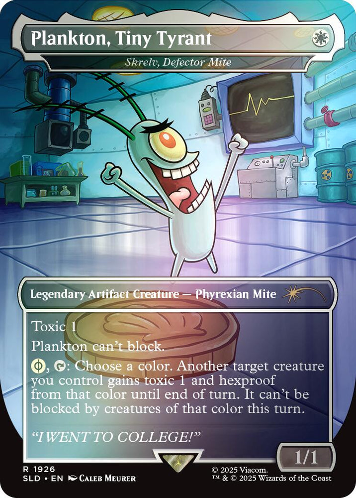 Plankton, Tiny Tyrant - Shrelv, Defector Mite (Rainbow Foil) [Secret Lair Drop Series] Magic: The Gathering