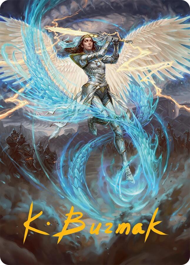 Elspeth, Storm Slayer Art Card (49/54) (Gold-Stamped Signature) [Tarkir: Dragonstorm Art Series] Magic: The Gathering