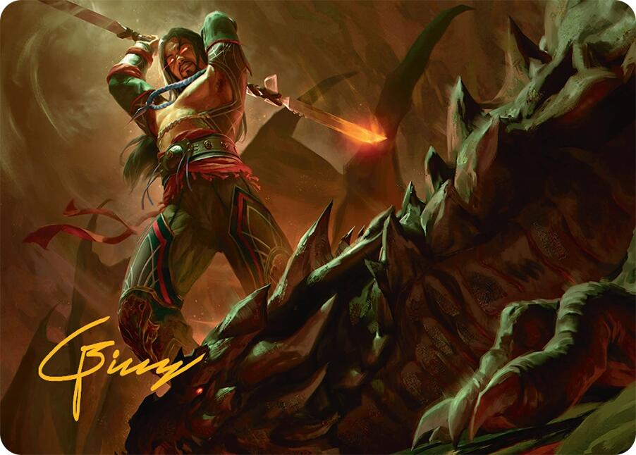 Sarkhan's Resolve Art Card (18/54) (Gold-Stamped Signature) [Tarkir: Dragonstorm Art Series] Magic: The Gathering