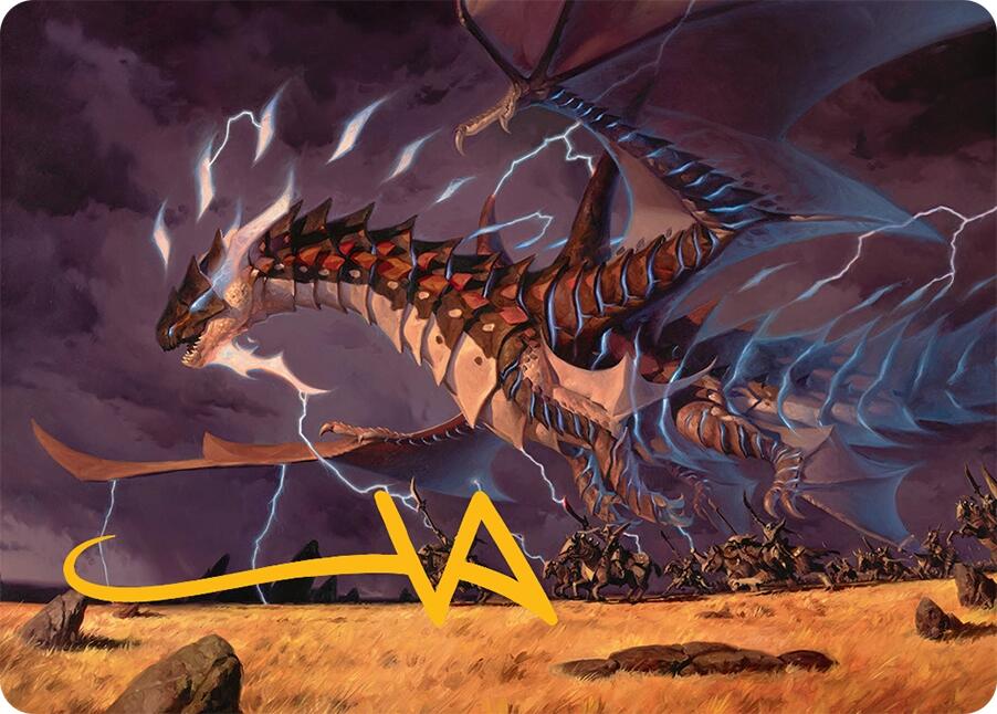 Neriv, Heart of the Storm Art Card (25/54) (Gold-Stamped Signature) [Tarkir: Dragonstorm Art Series] Magic: The Gathering