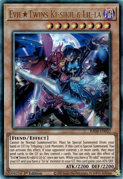 EvilTwins Ki-sikil & Lil-la [RA04-EN037] Prismatic Ultimate Rare Yu-Gi-Oh!