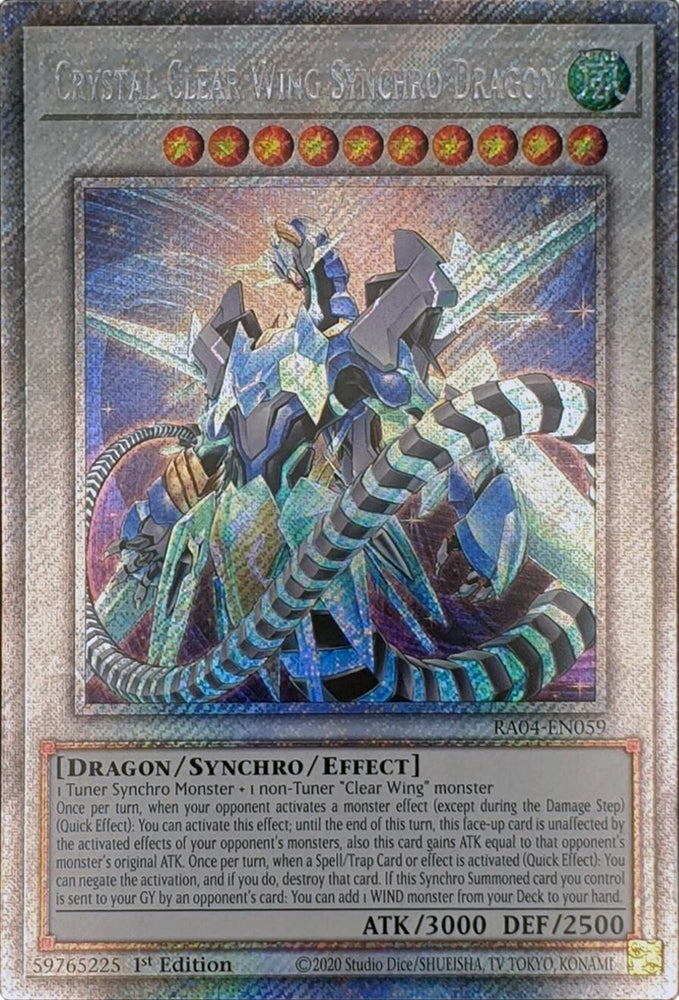 Crystal Clear Wing Synchro Dragon [RA04-EN059] Platinum Secret Rare Yu-Gi-Oh!
