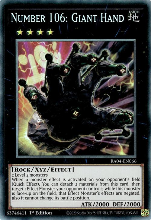 Number 106: Giant Hand [RA04-EN066] Prismatic Collector's Rare Yu-Gi-Oh!