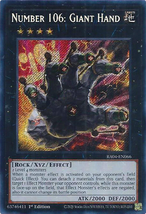 Number 106: Giant Hand [RA04-EN066] Secret Rare Yu-Gi-Oh!